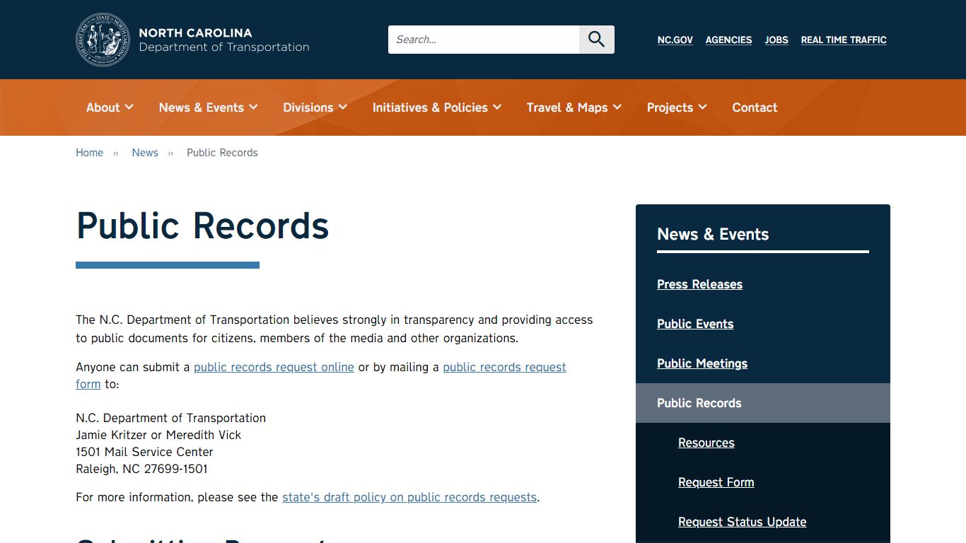 NCDOT: Public Records